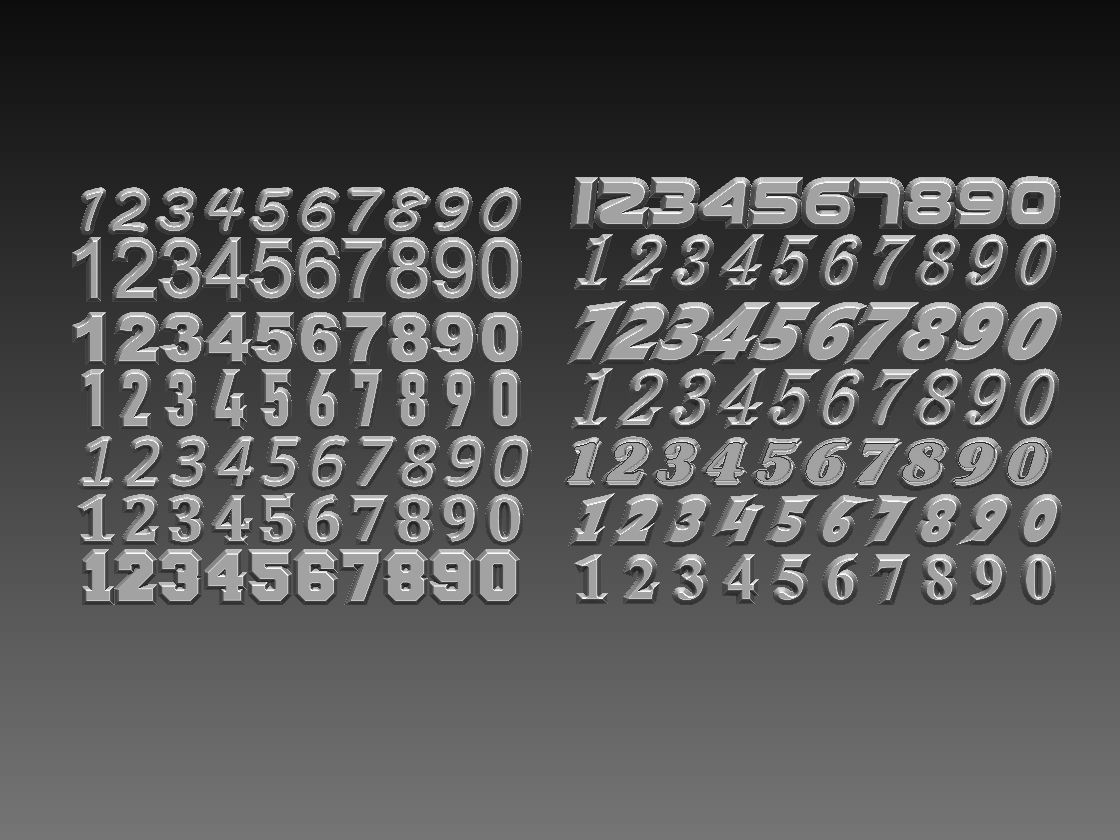 NUMBER set of metal numbers 3D print model_4