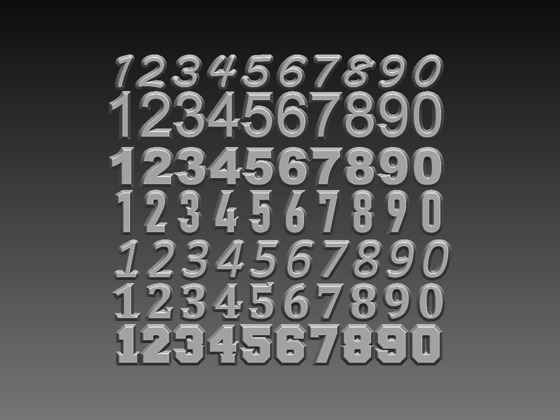 NUMBER set of metal numbers 3D print model_2