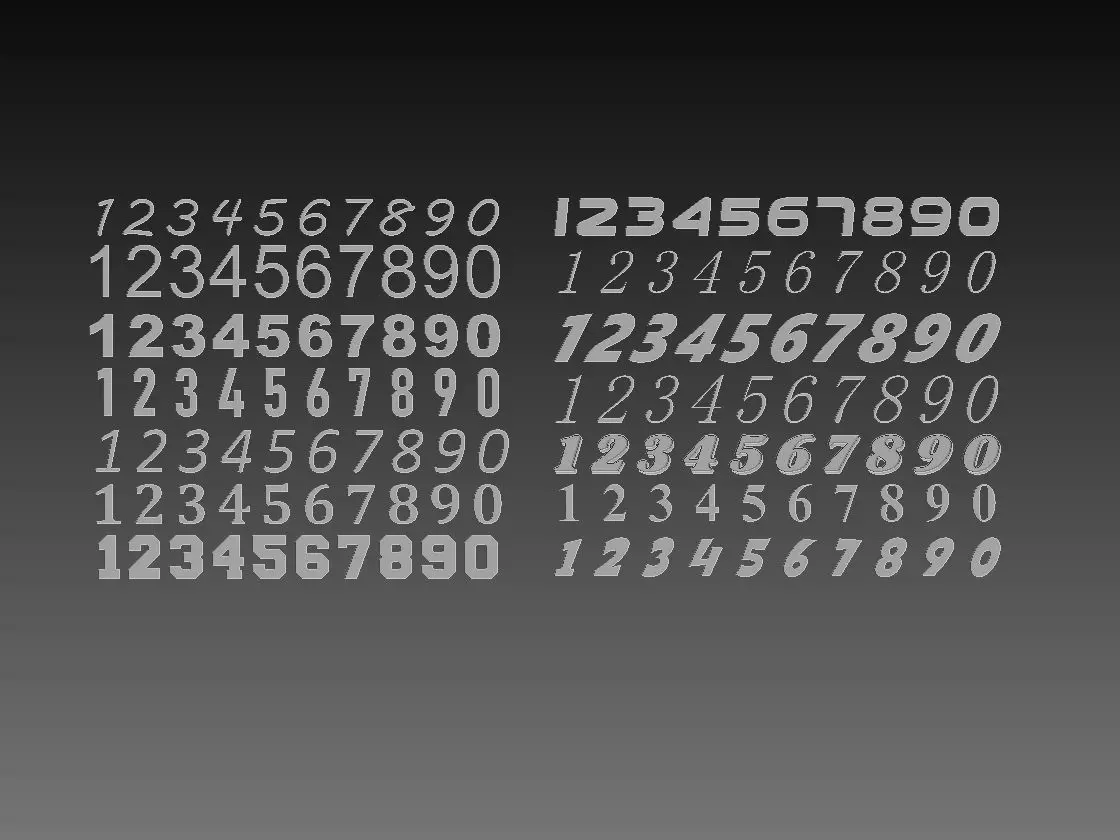 NUMBER set of metal numbers 3D print model_0