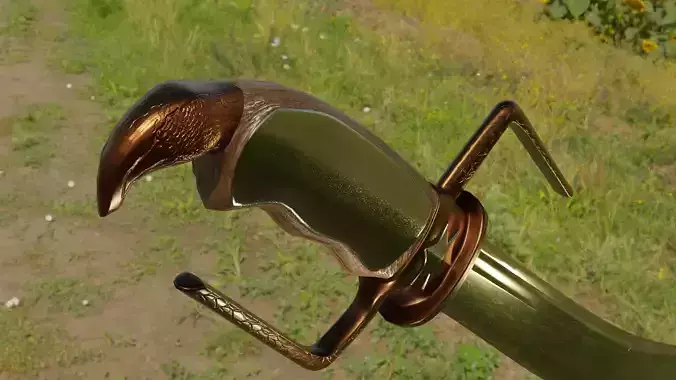 Fantasy Curved Sword for games and 3D design 3D model