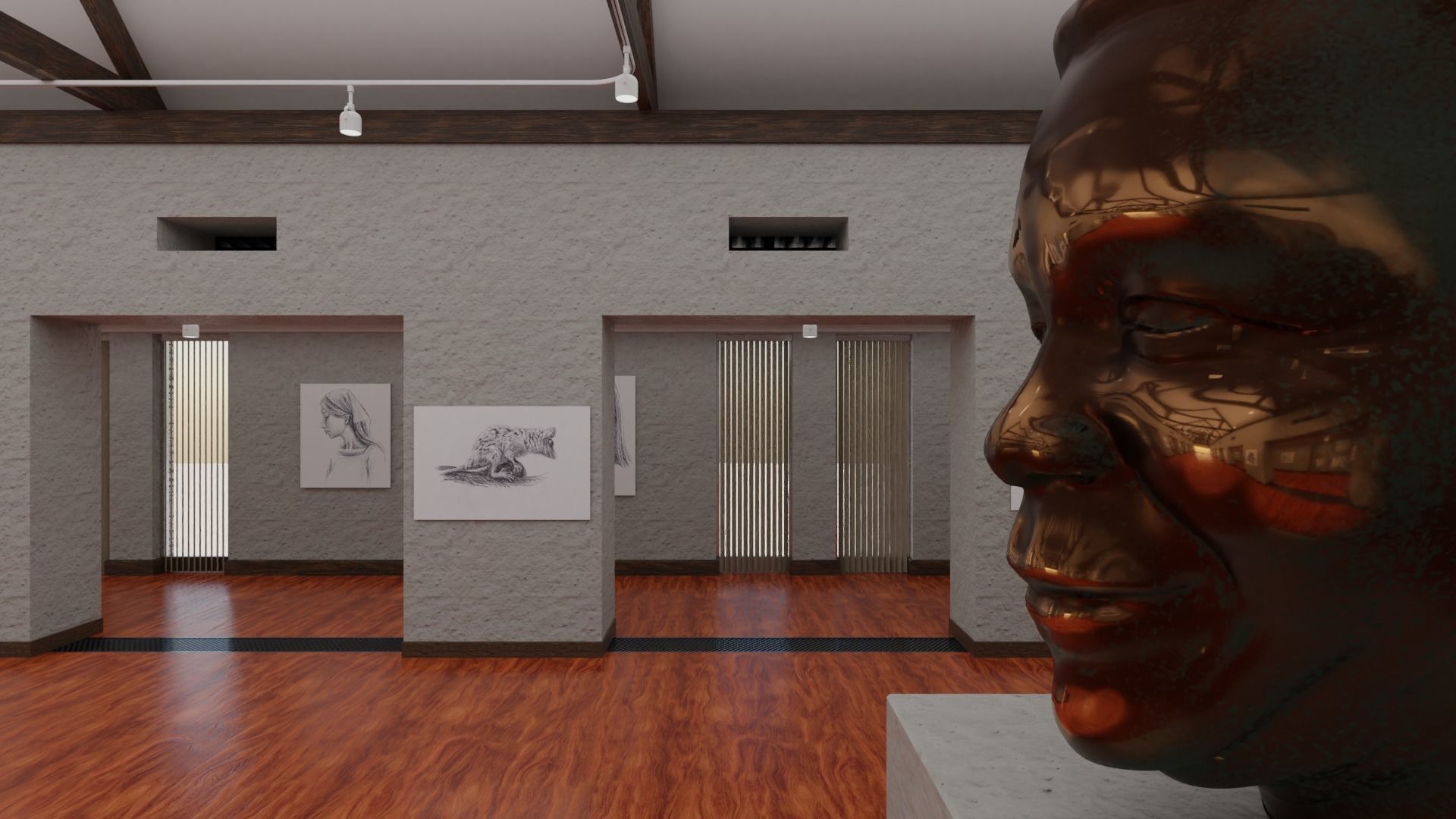 Art Gallery Low-poly 3D model_4