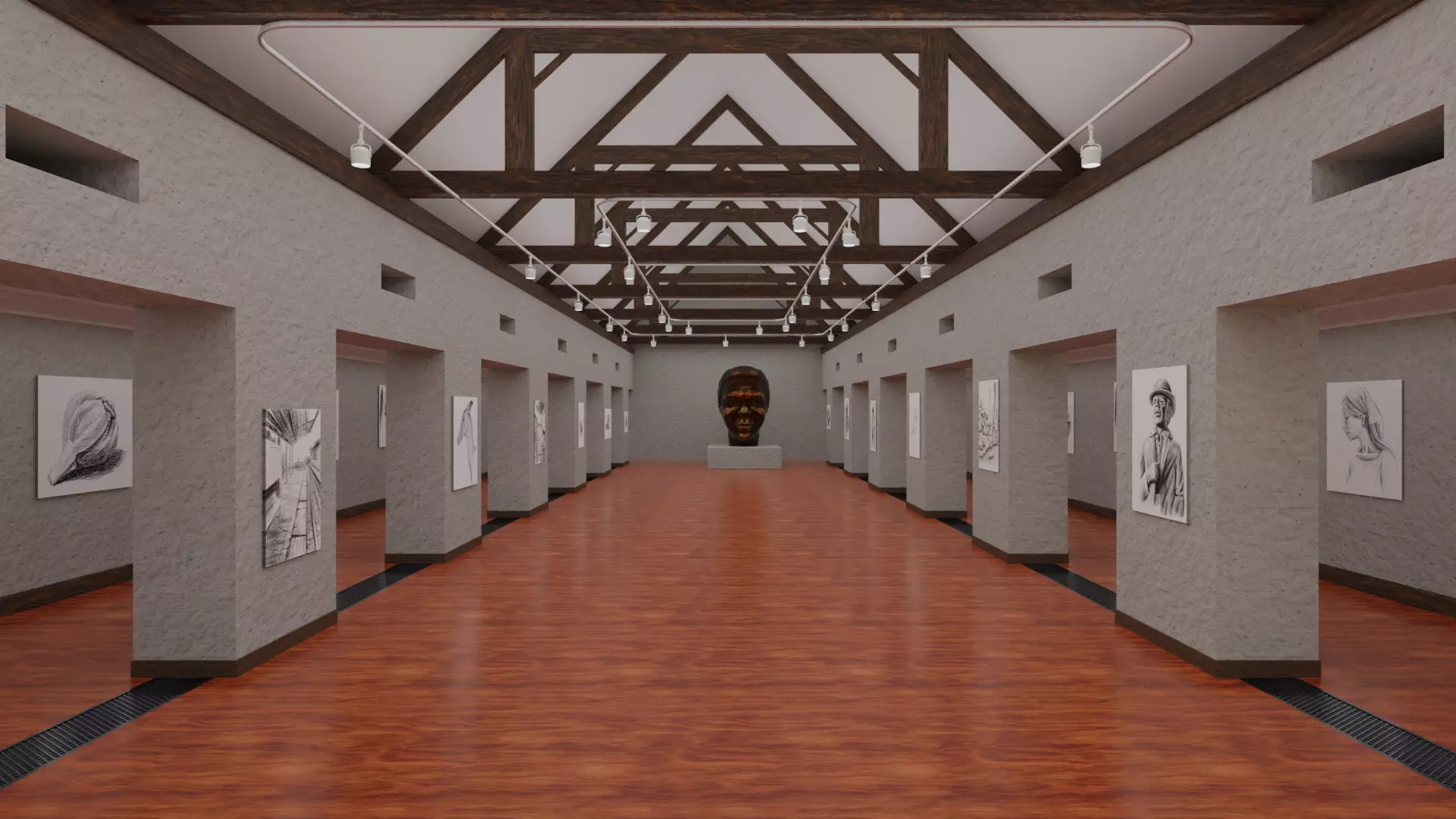 Art Gallery Low-poly 3D model_0