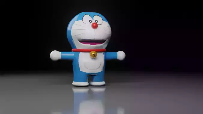 Doreamon 3d model low poly doraemon