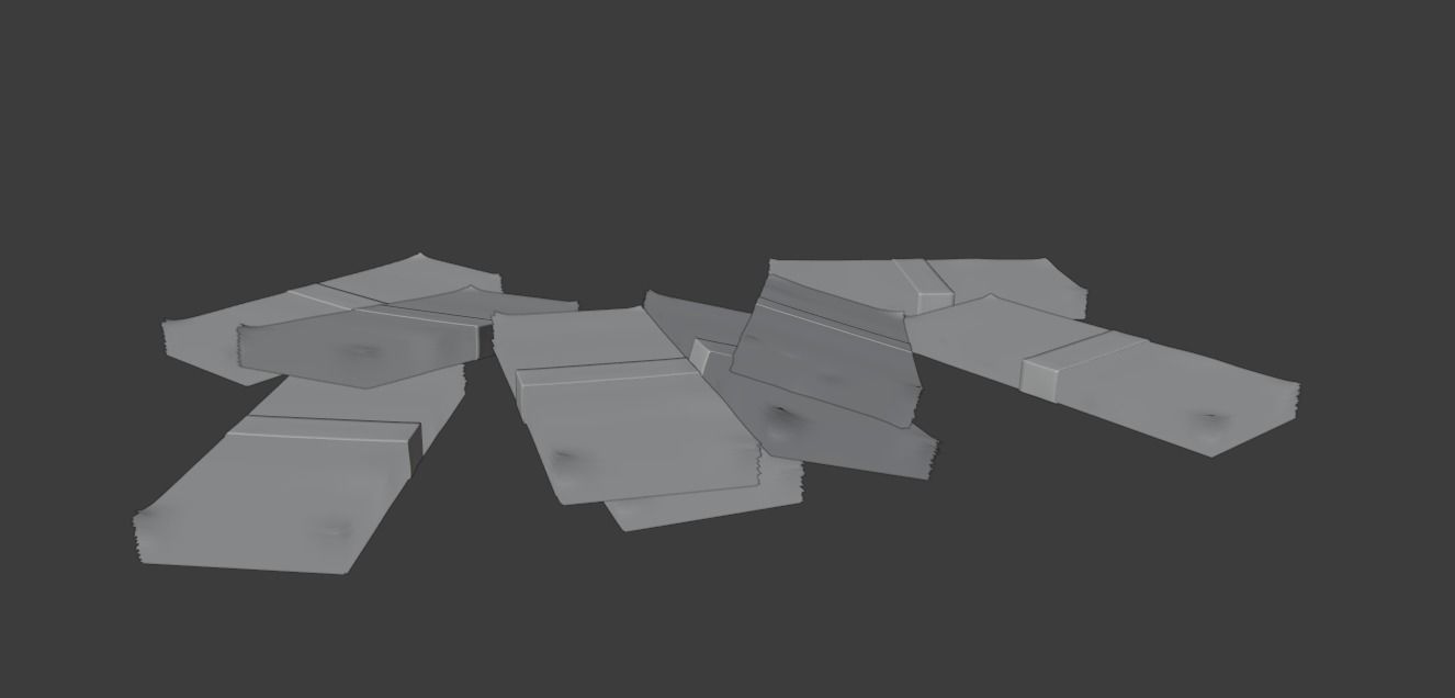 Money Stack - Dropped - 100 Dollars - Coins -High Quality  3D model_10