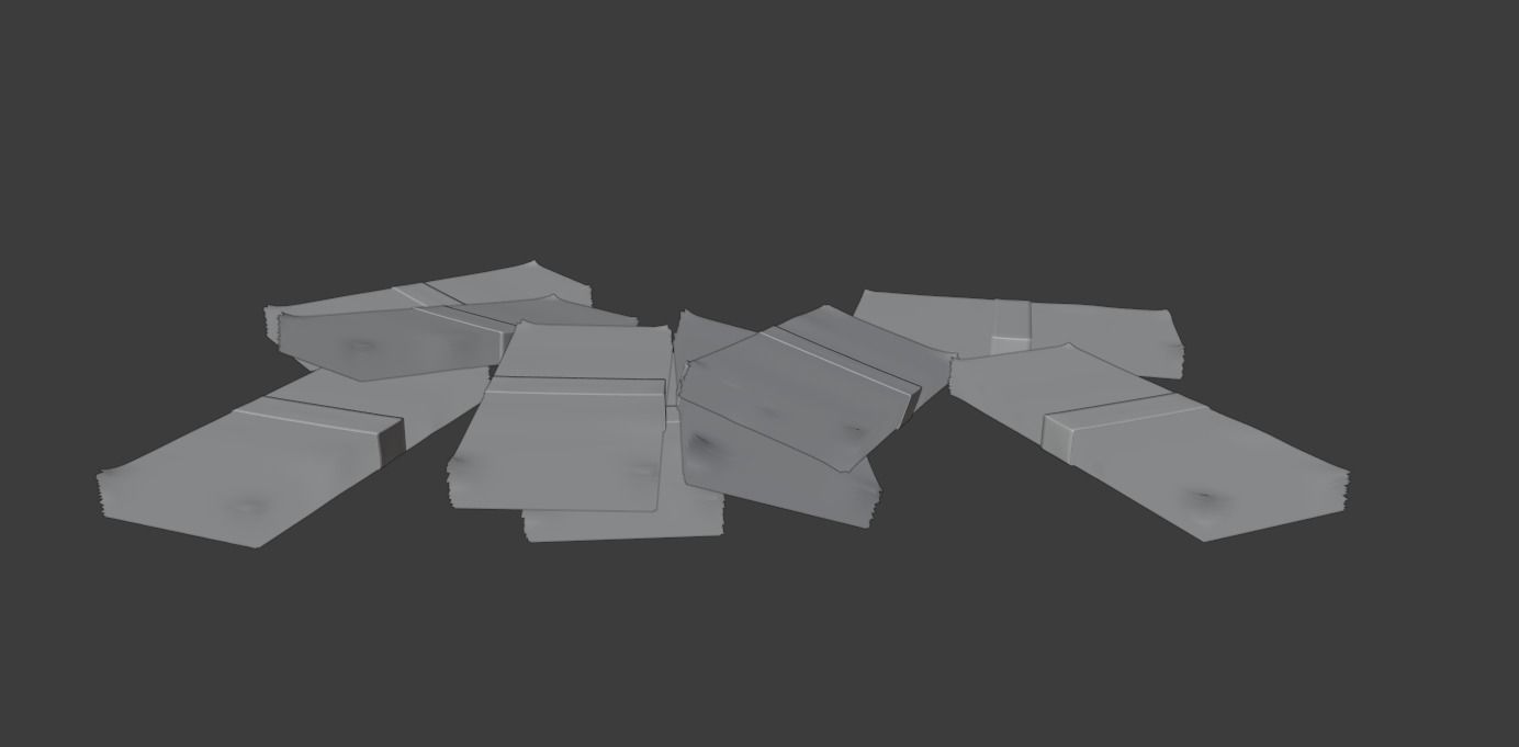 Money Stack - Dropped - 100 Dollars - Coins -High Quality  3D model_11