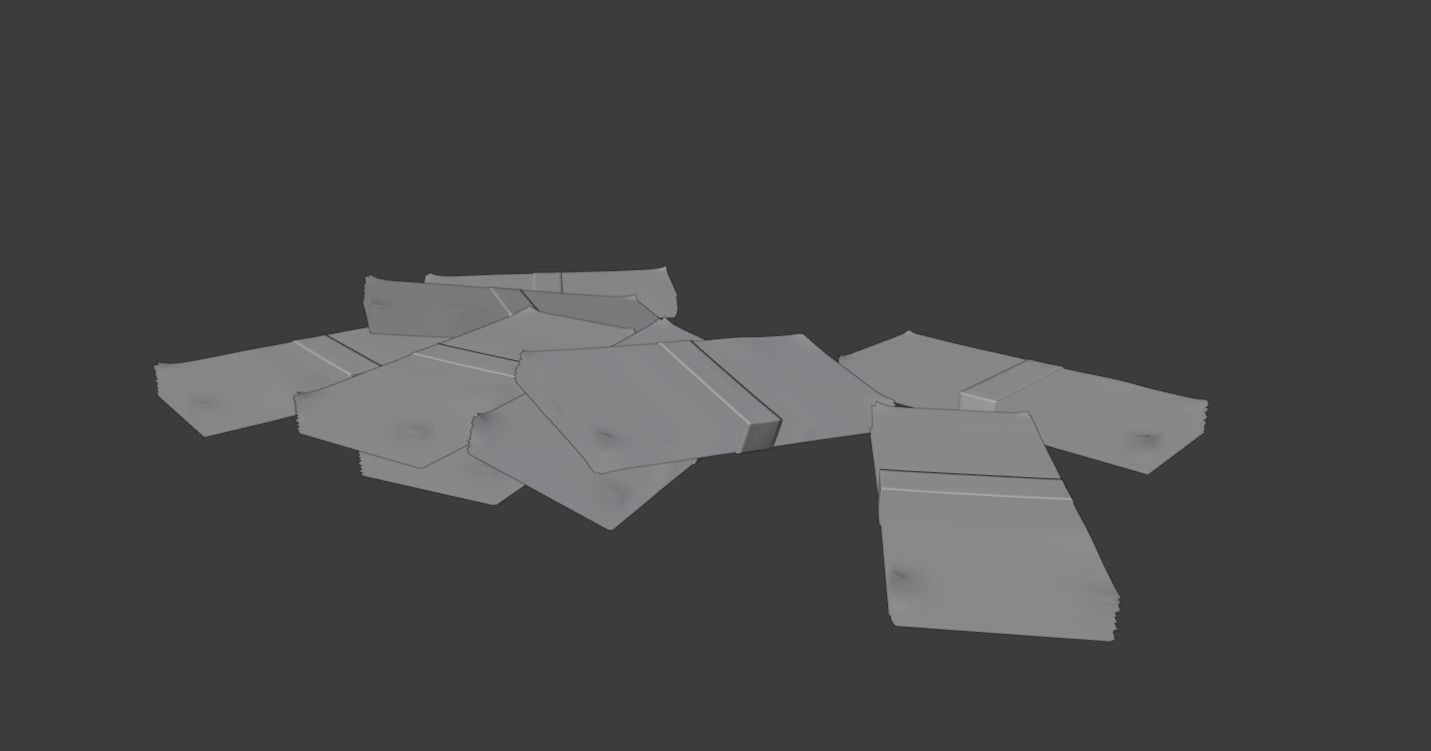 Money Stack - Dropped - 100 Dollars - Coins -High Quality  3D model_12