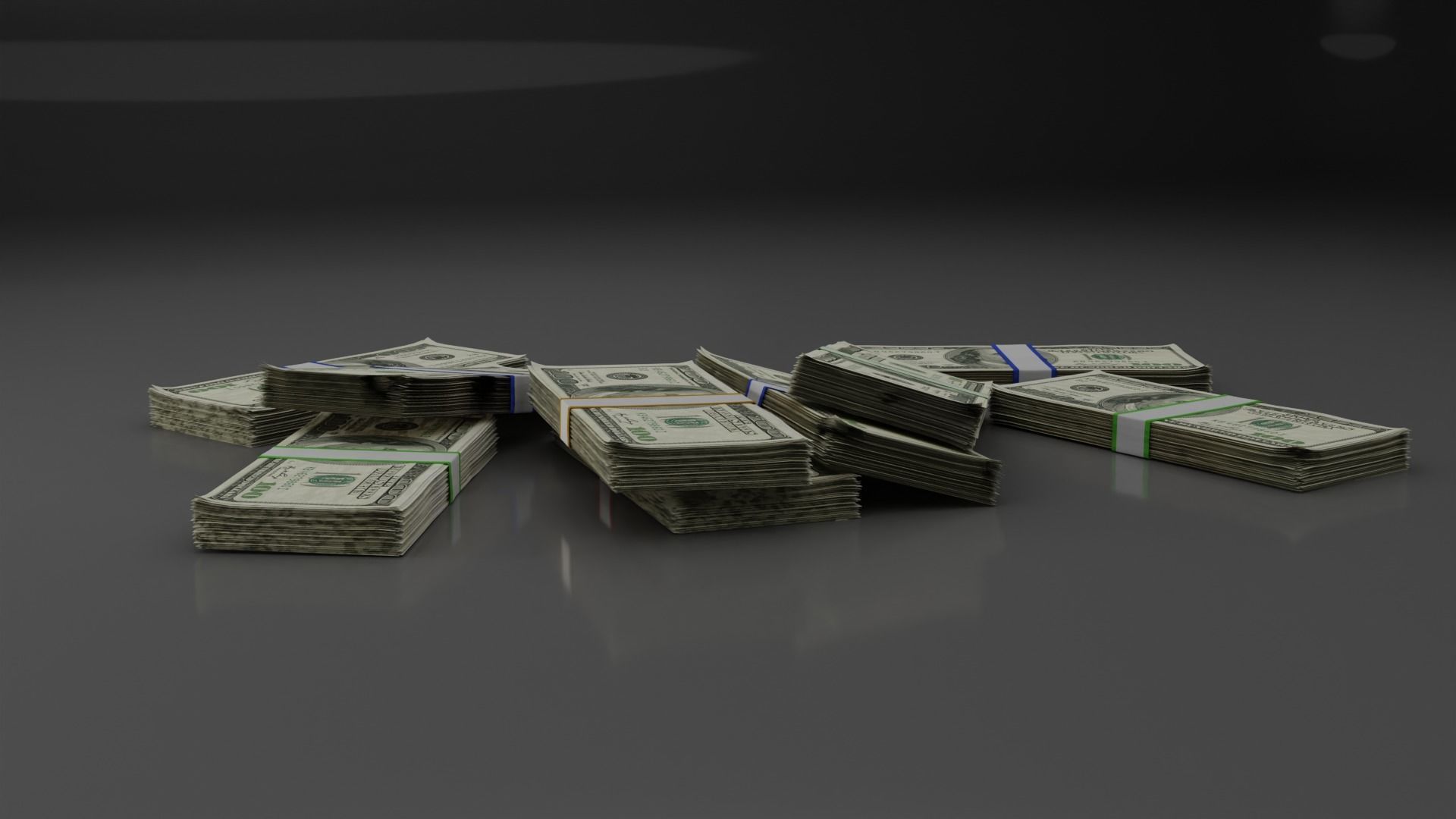 Money Stack - Dropped - 100 Dollars - Coins -High Quality  3D model_21