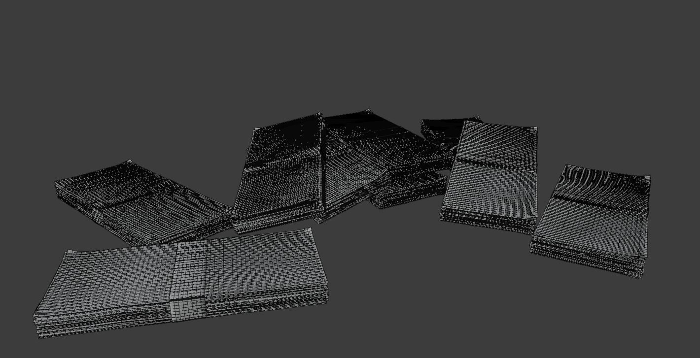 Money Stack - Dropped - 100 Dollars - Coins -High Quality  3D model_7