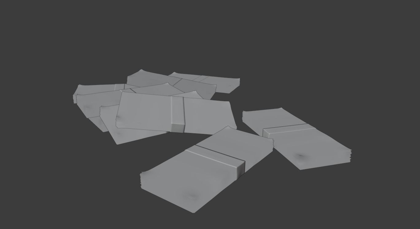 Money Stack - Dropped - 100 Dollars - Coins -High Quality  3D model_13