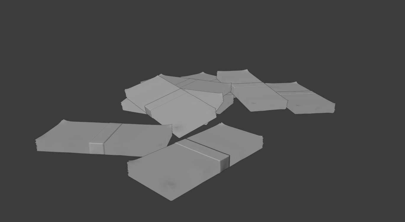 Money Stack - Dropped - 100 Dollars - Coins -High Quality  3D model_14