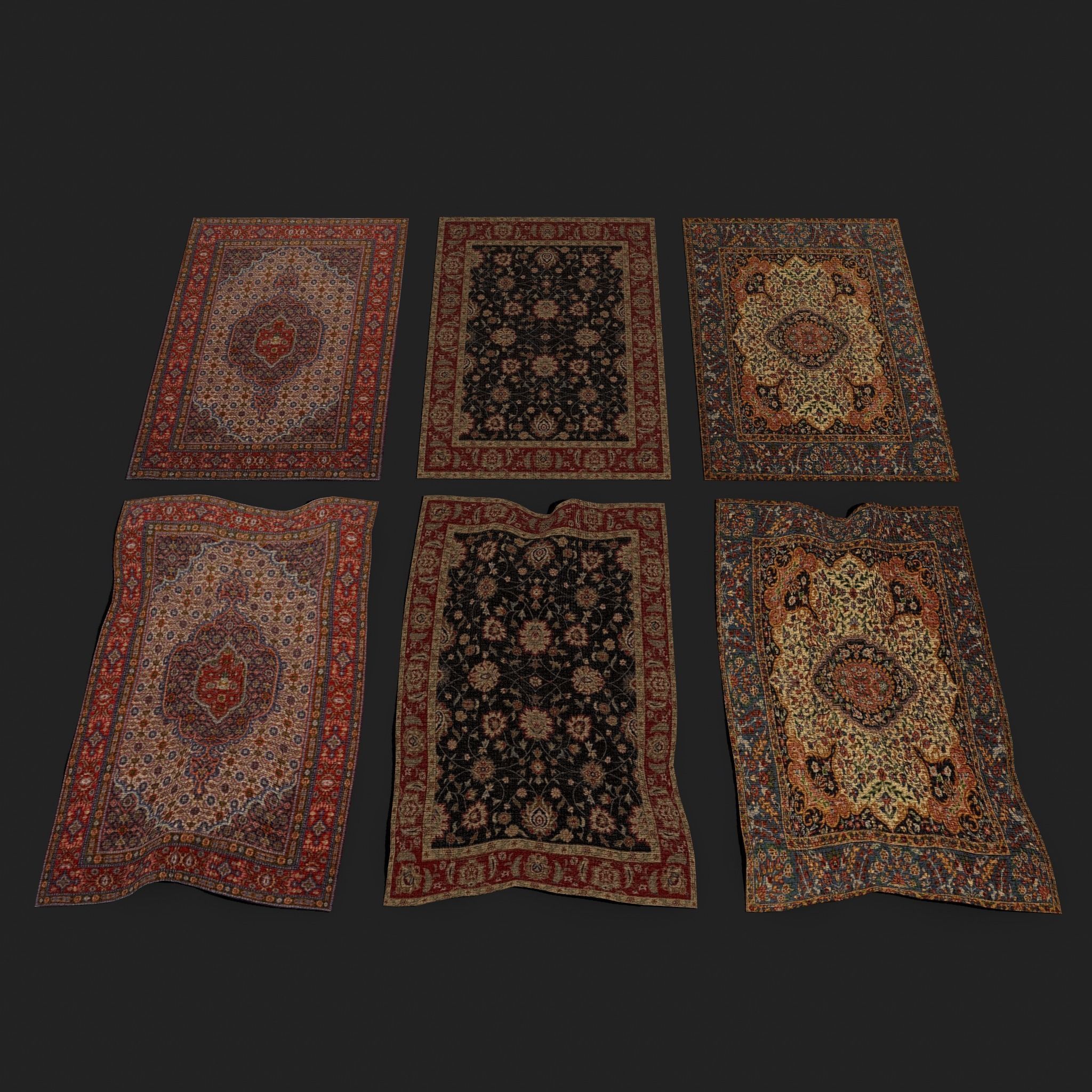 Five Highly Detailed Medieval Style Tapestries 3D Model Collection_21
