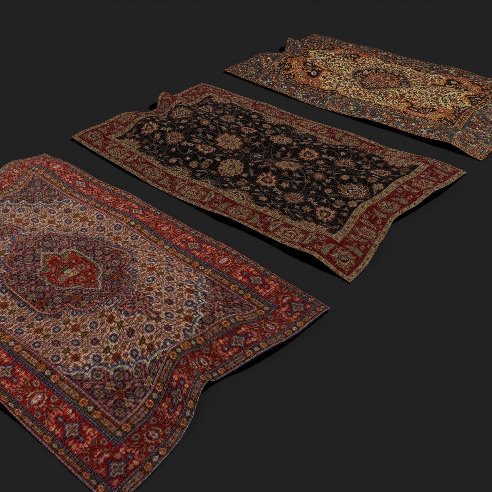 Five Highly Detailed Medieval Style Tapestries 3D Model Collection_22