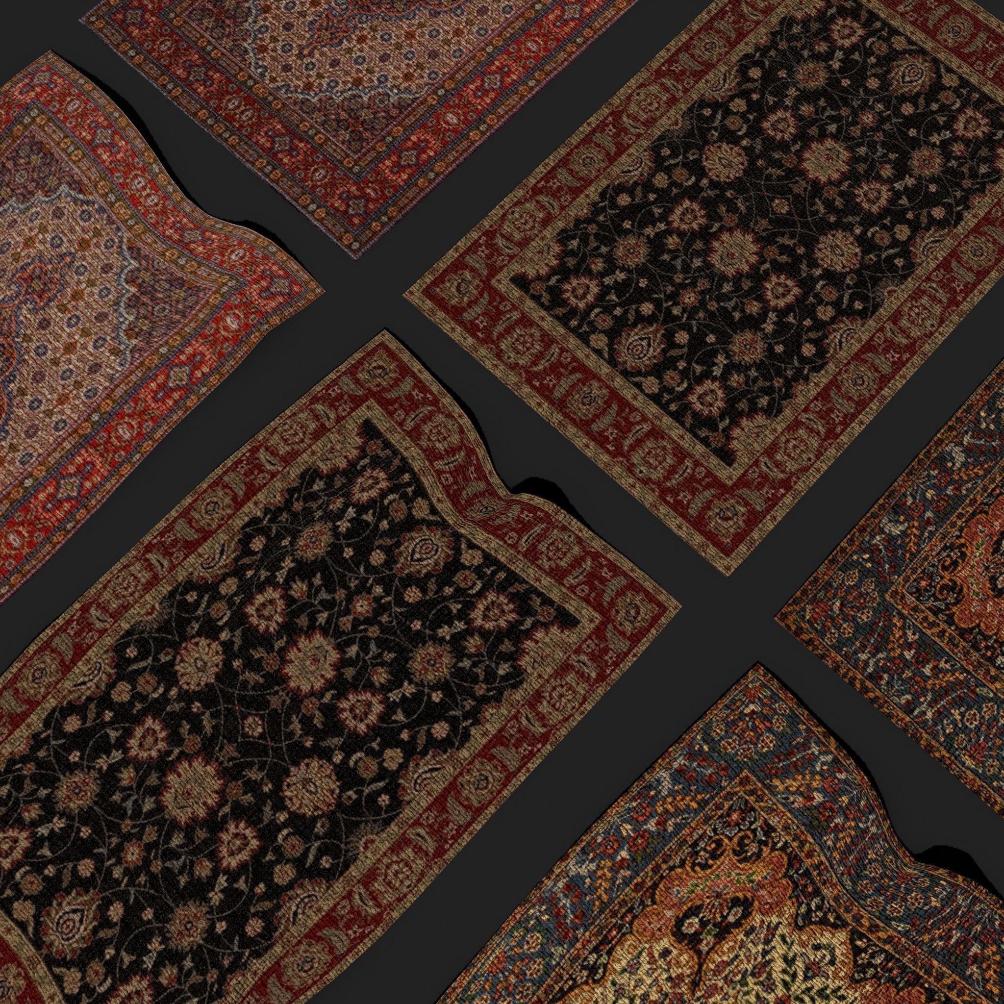 Five Highly Detailed Medieval Style Tapestries 3D Model Collection_26