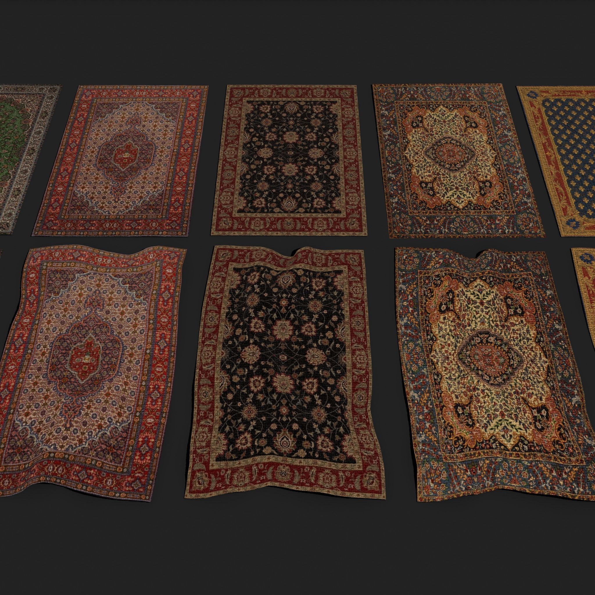 Five Highly Detailed Medieval Style Tapestries 3D Model Collection_7