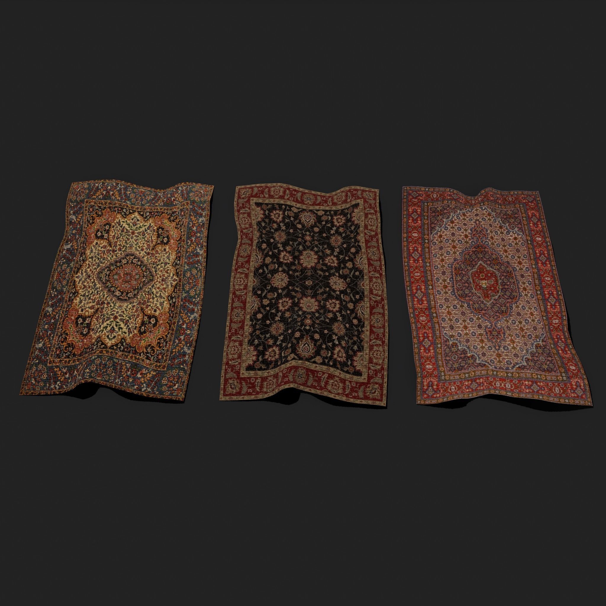 Five Highly Detailed Medieval Style Tapestries 3D Model Collection_20