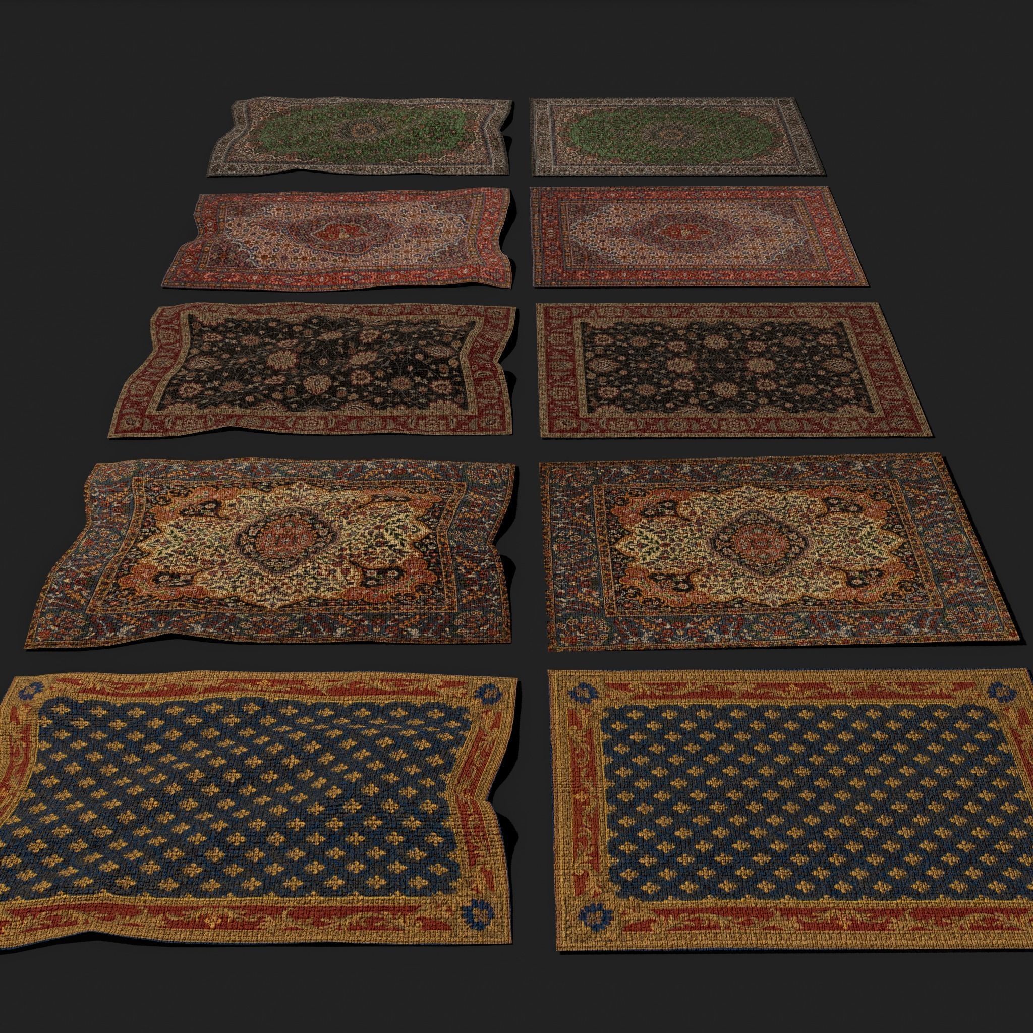 Five Highly Detailed Medieval Style Tapestries 3D Model Collection_16