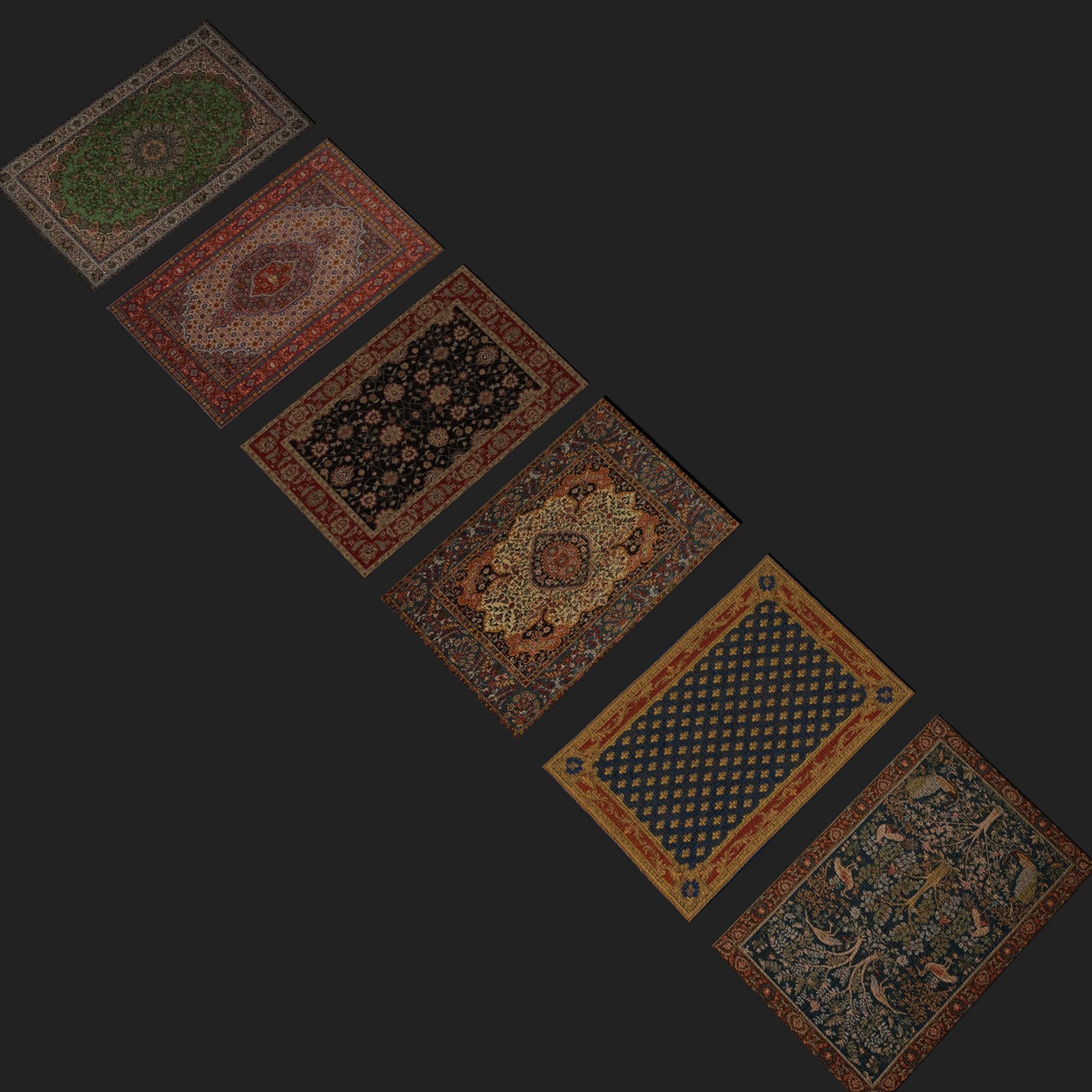  Six Highly Detailed Medieval Style Tapestries  3D Model Collection_9