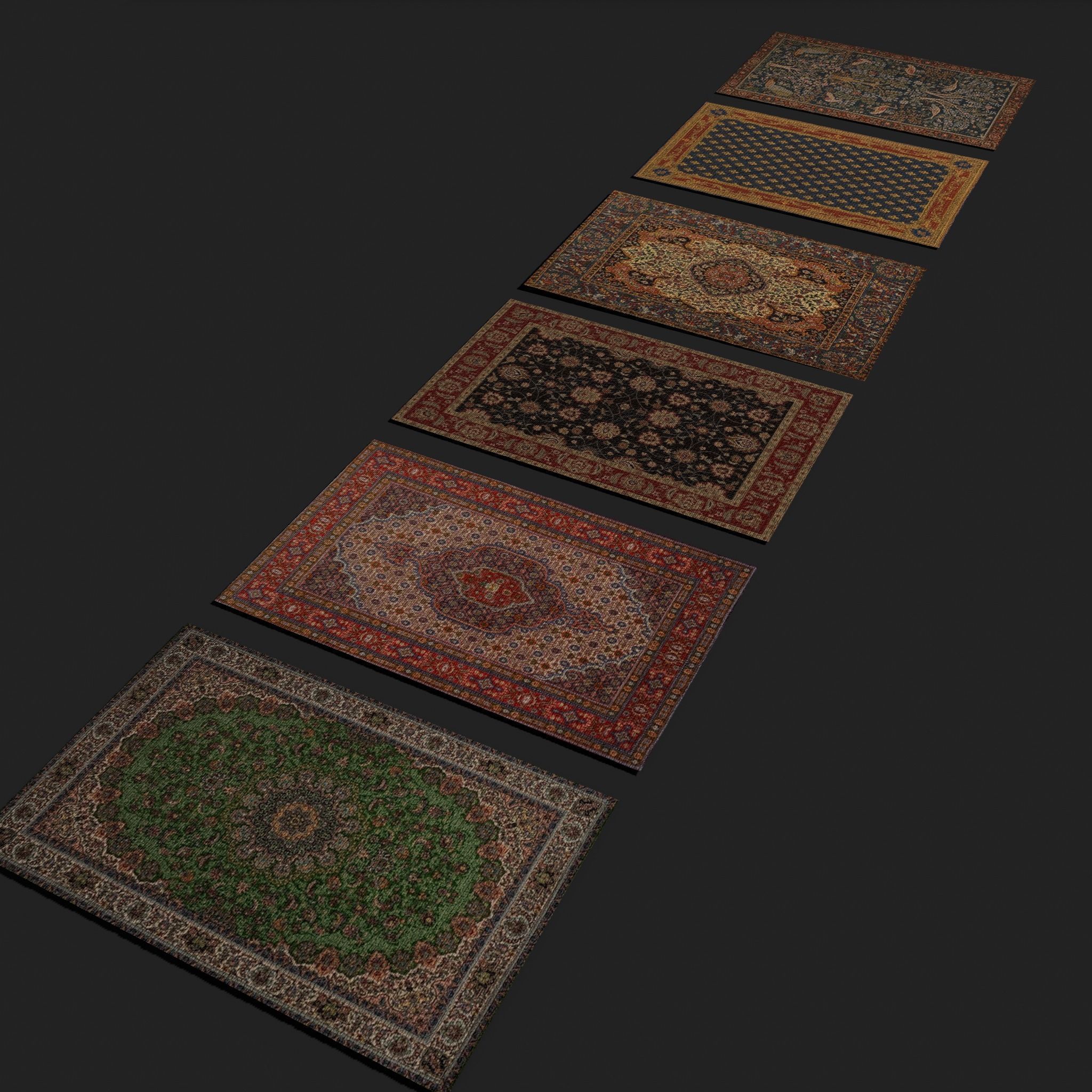  Six Highly Detailed Medieval Style Tapestries  3D Model Collection_19