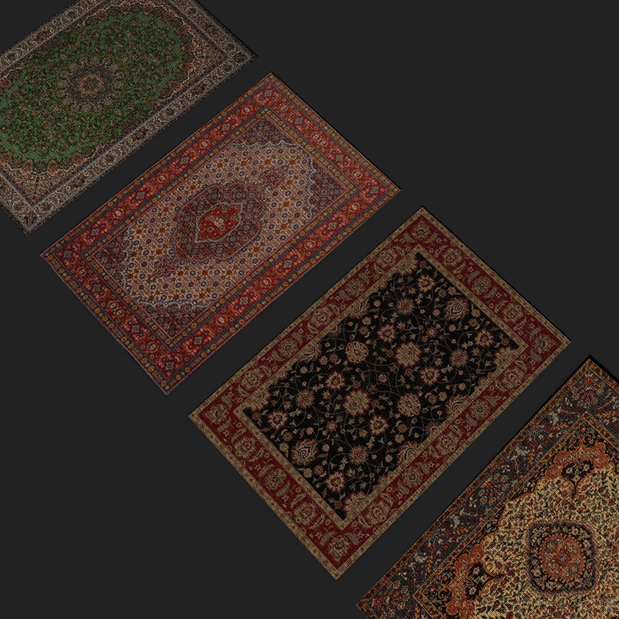  Six Highly Detailed Medieval Style Tapestries  3D Model Collection_21