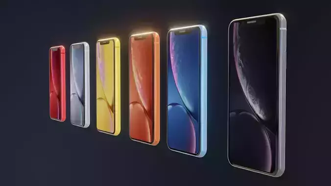 I Phone XR 3d model All official colors