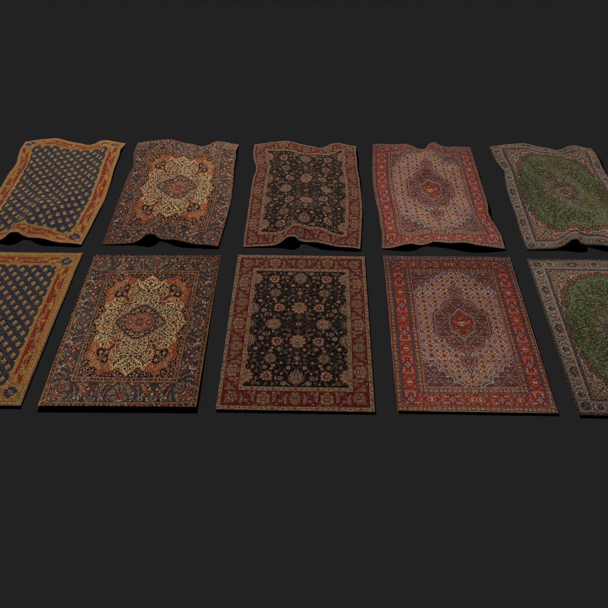 Seven Highly Detailed Medieval Style Tapestries  3D Model Collection_28