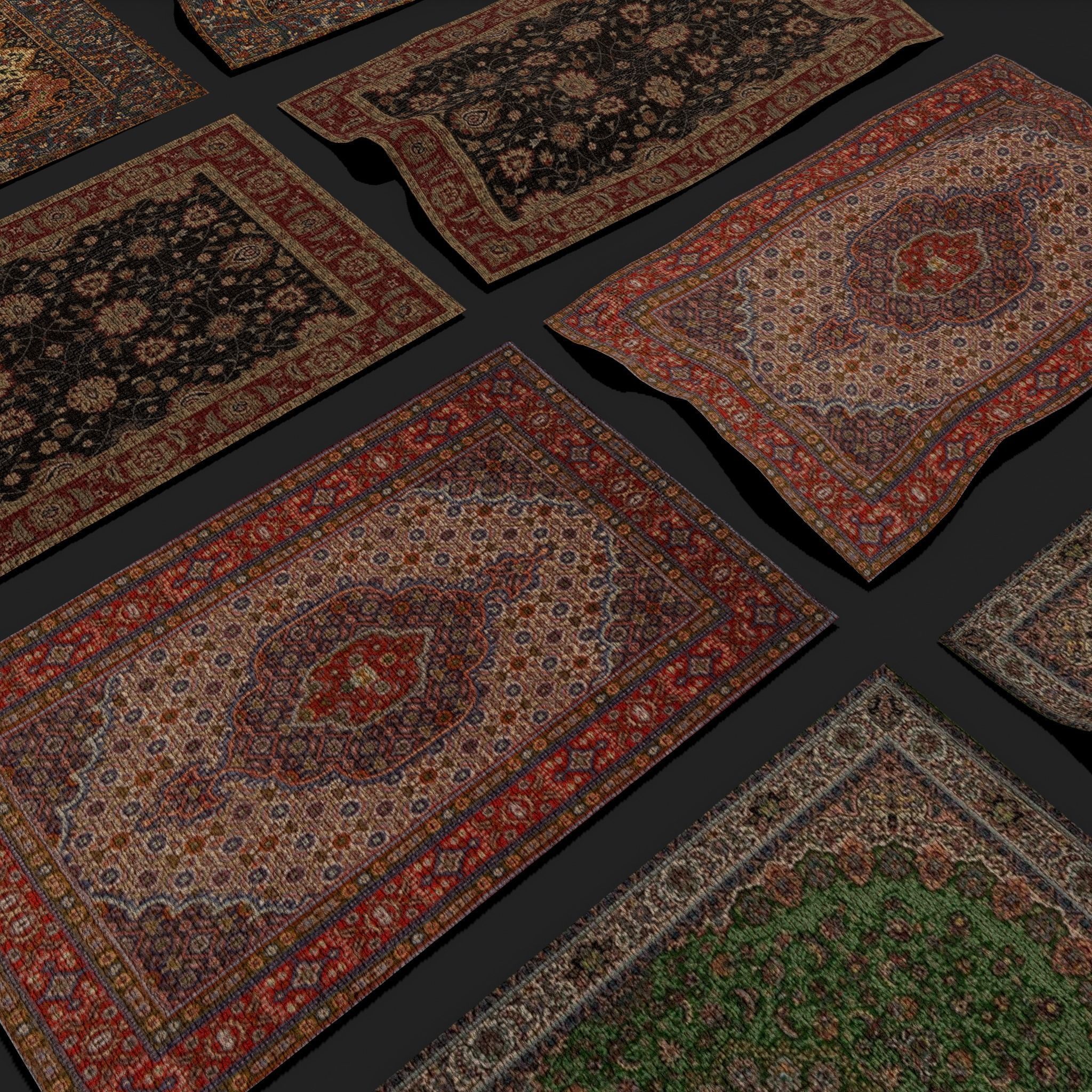 Seven Highly Detailed Medieval Style Tapestries  3D Model Collection_42