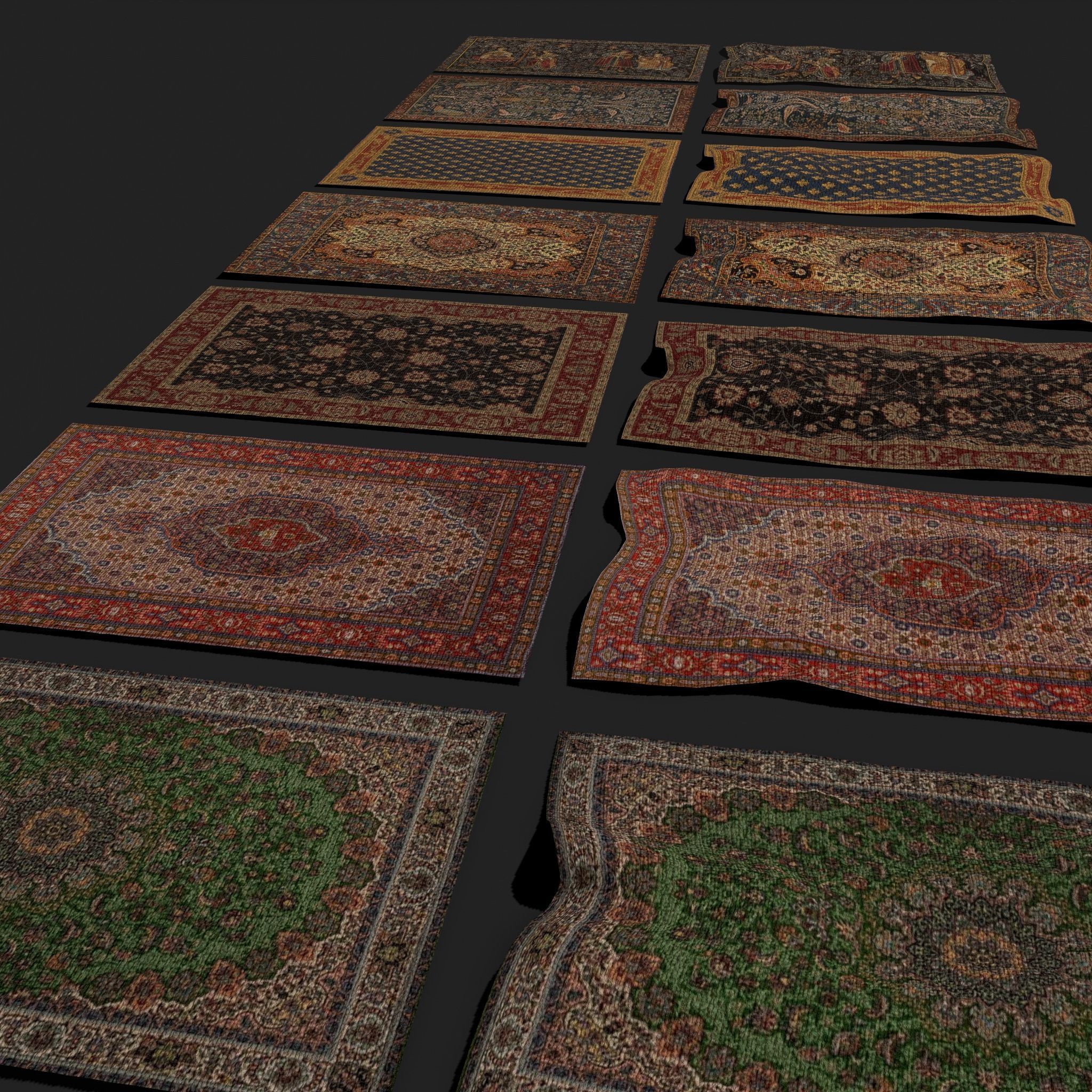 Seven Highly Detailed Medieval Style Tapestries  3D Model Collection_9