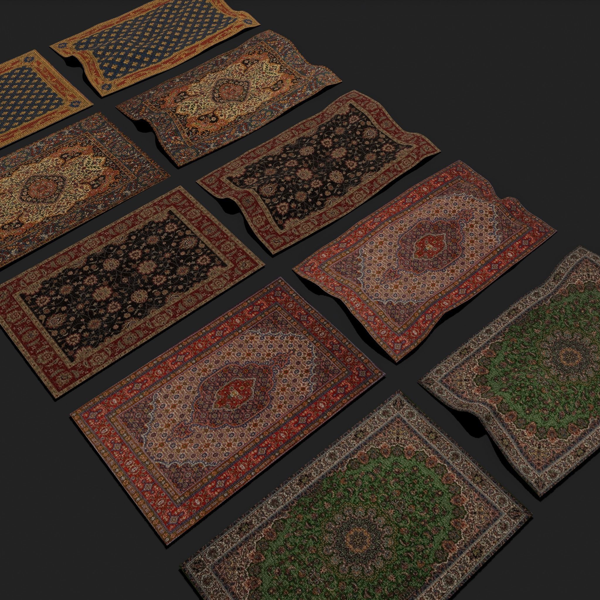 Seven Highly Detailed Medieval Style Tapestries  3D Model Collection_35