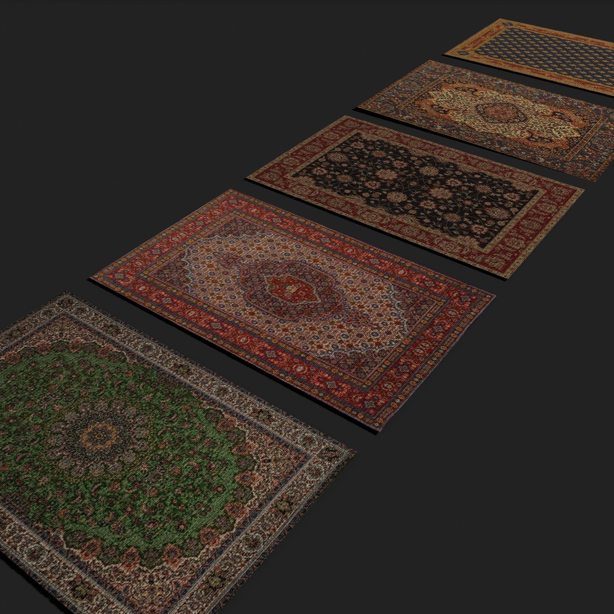 Seven Highly Detailed Medieval Style Tapestries  3D Model Collection_30