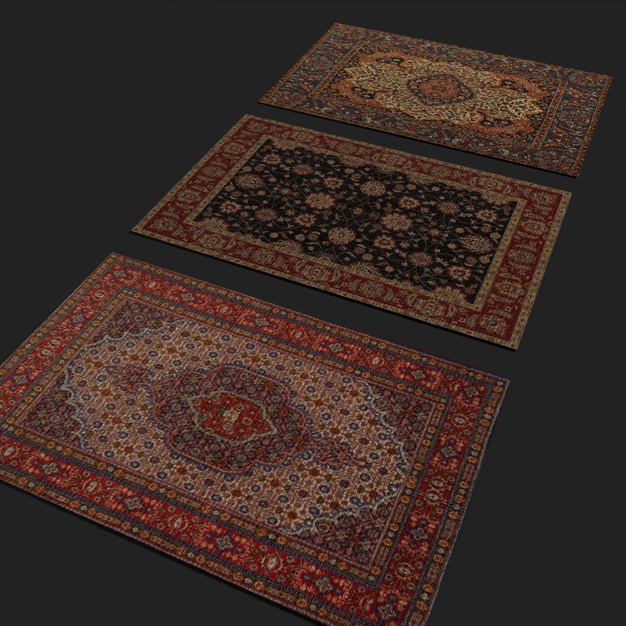 Seven Highly Detailed Medieval Style Tapestries  3D Model Collection_41