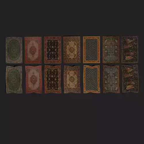 Seven Highly Detailed Medieval Style Tapestries  3D Model Collection