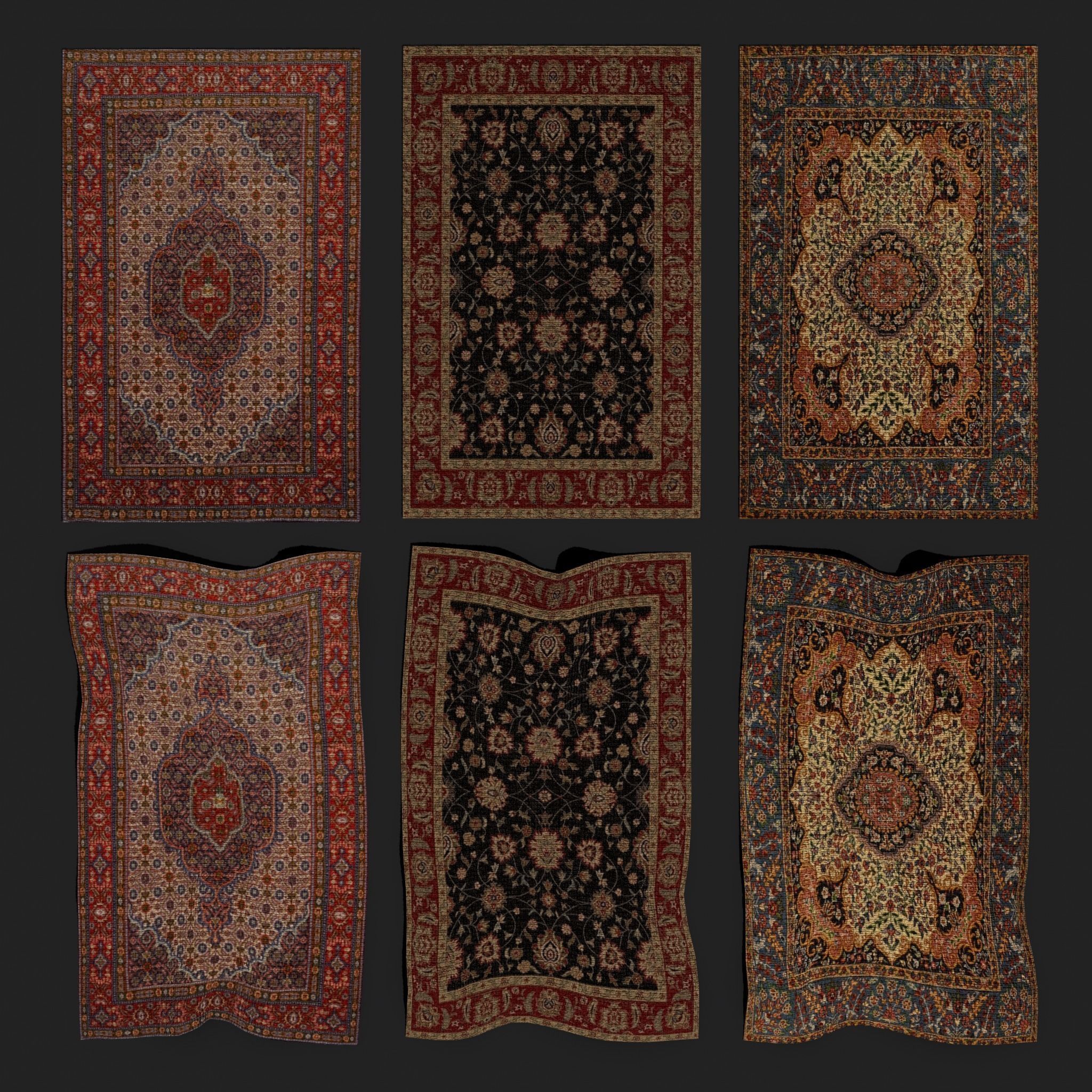 Seven Highly Detailed Medieval Style Tapestries  3D Model Collection_40
