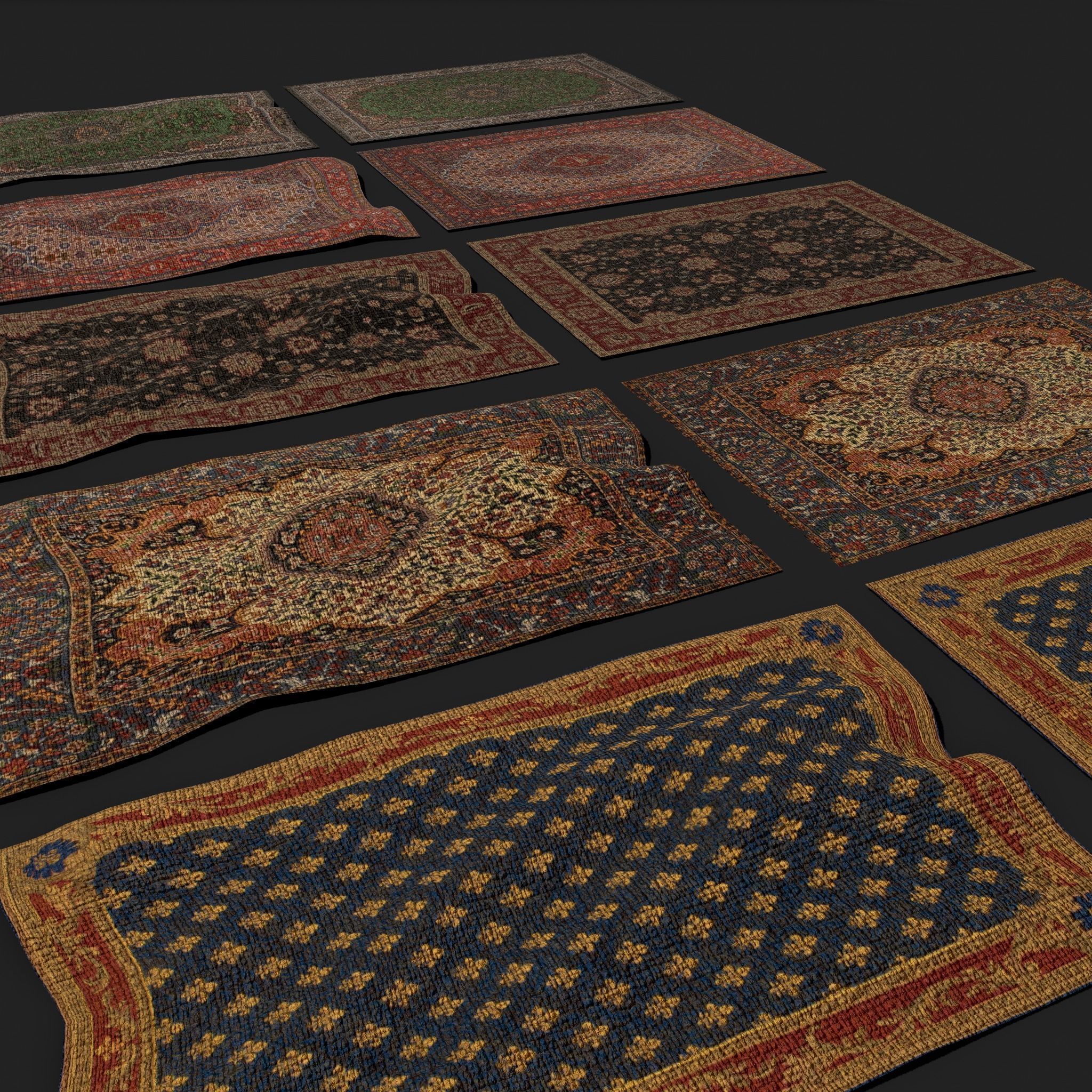 Seven Highly Detailed Medieval Style Tapestries  3D Model Collection_38