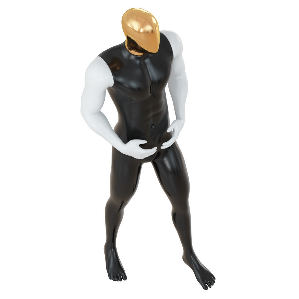 Abstract mannequin with golden head 76 3D model_3
