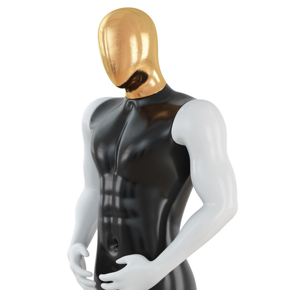 Abstract mannequin with golden head 76 3D model_5