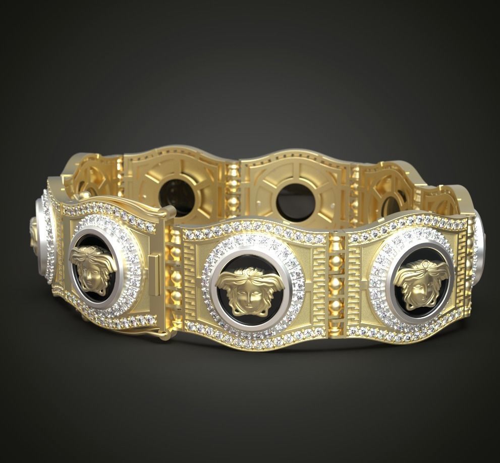 Bracelet Medusa Gorgon Head 3D print model_2