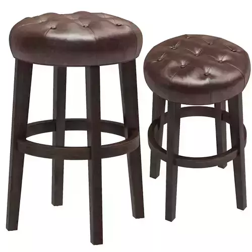 Restoration Hardware Bennett Backless Leather Stool