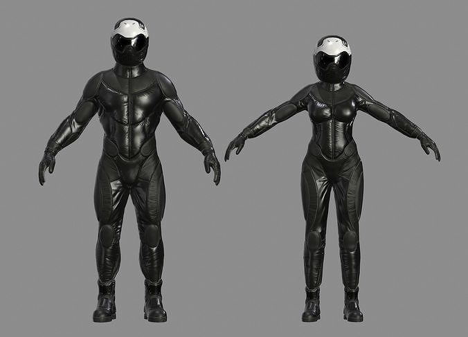 Sci-fi Male Female Characters Low-poly 3D model