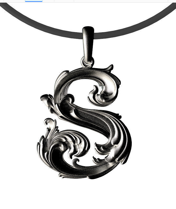 pendant S with letter 3D print model_35
