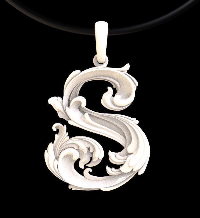 pendant S with letter 3D print model_32