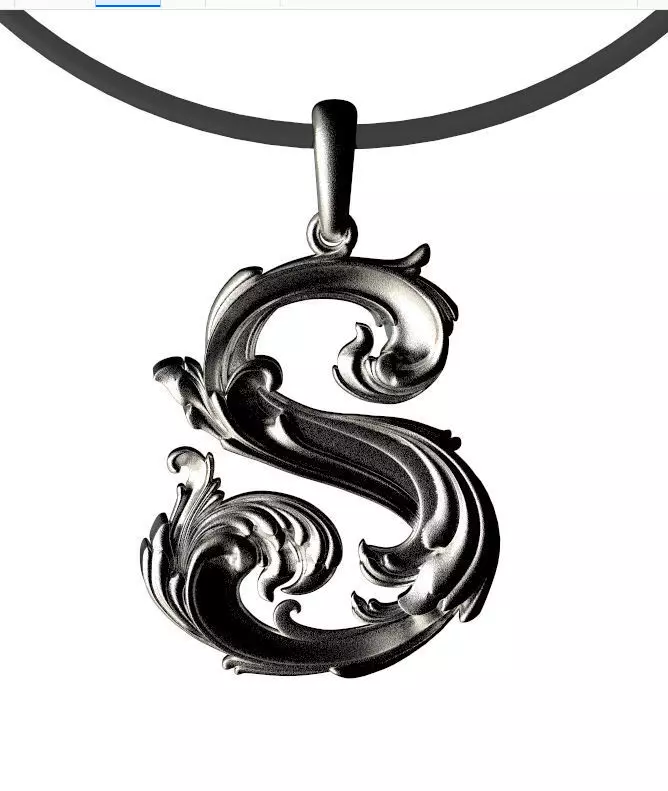 pendant S with letter 3D print model_0