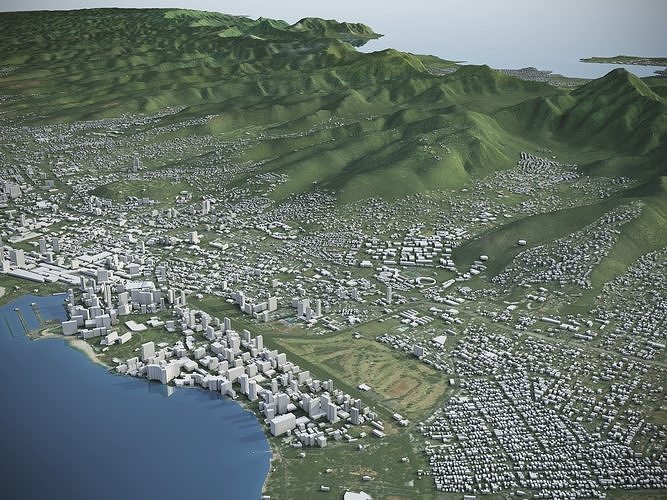 Oahu Island Low-poly 3D model 6