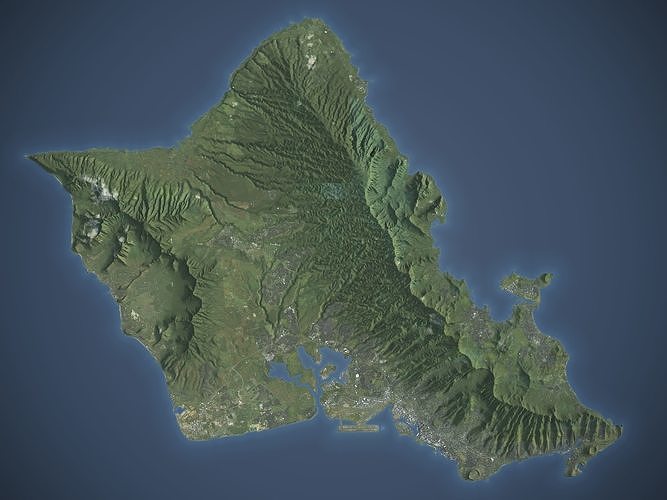 Oahu Island Low-poly 3D model 2