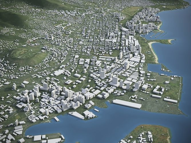 Oahu Island Low-poly 3D model 3