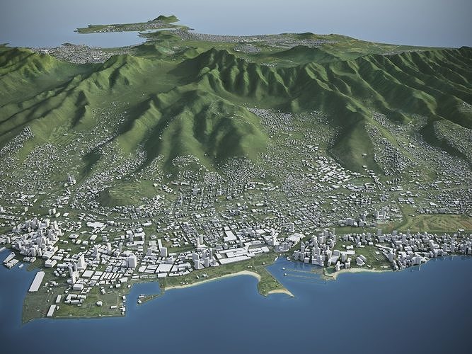 Oahu Island Low-poly 3D model 7