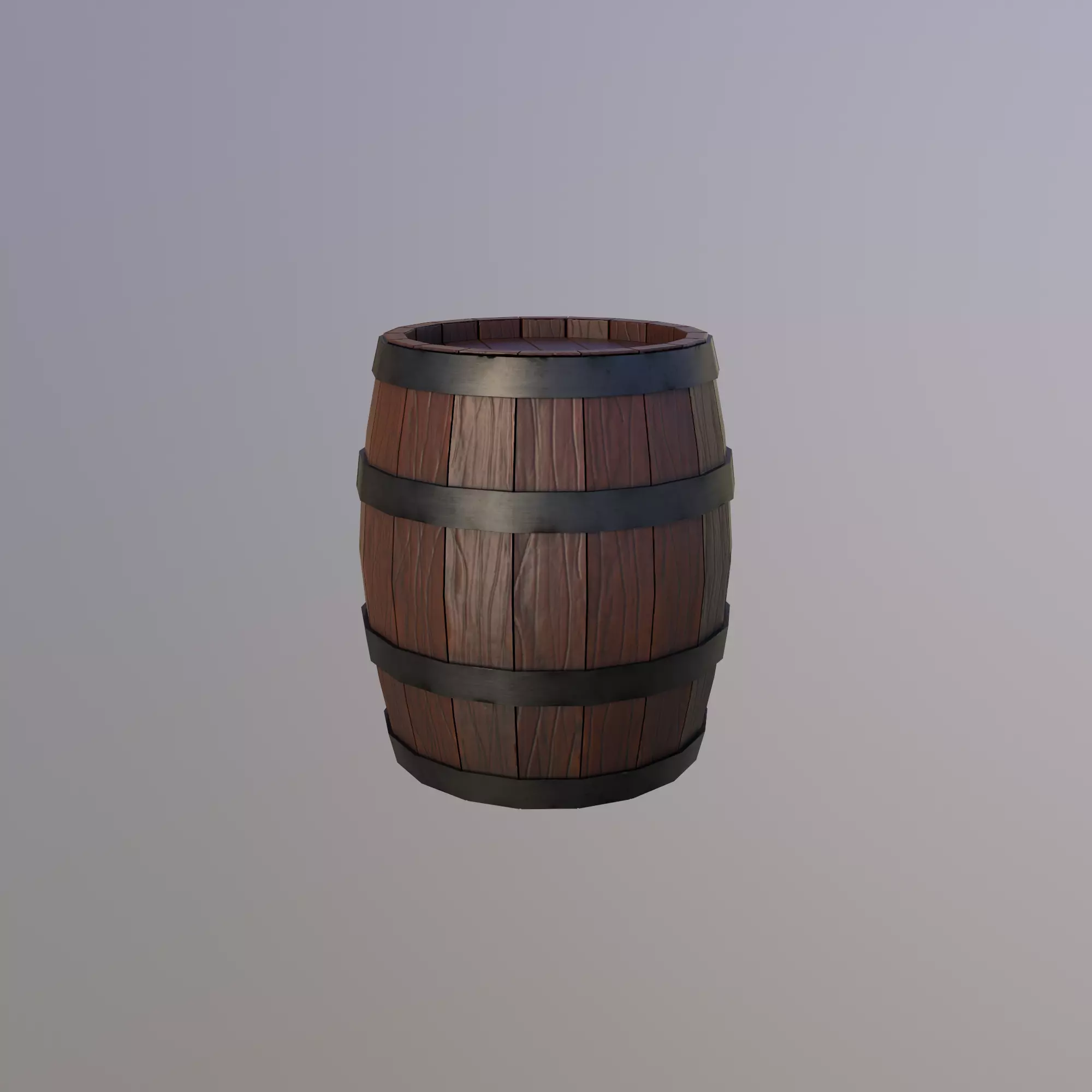 Wooden Barrel Free low-poly 3D model_0