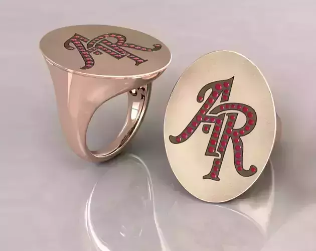 Signet ring with letter AR