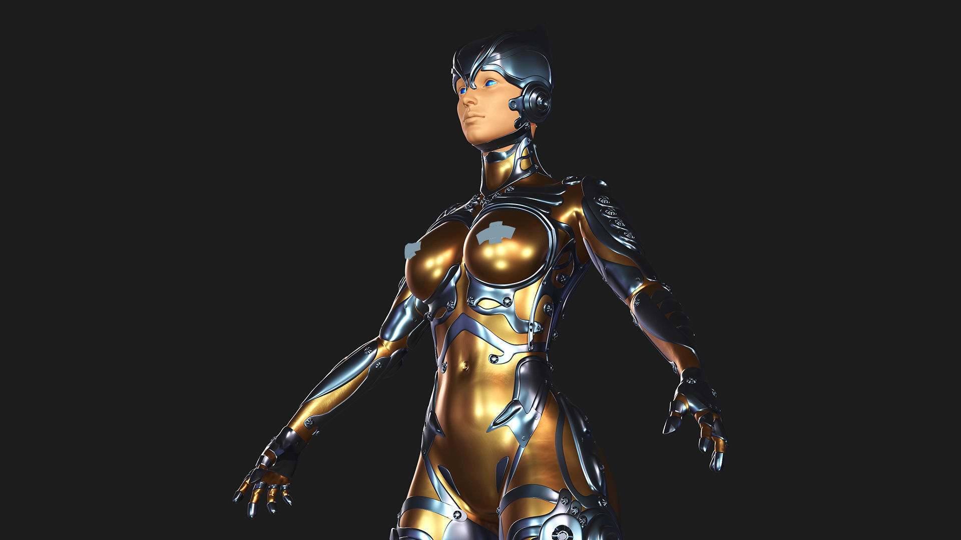 Ghost Hental Cyberpunk Android Girl 3D model_18