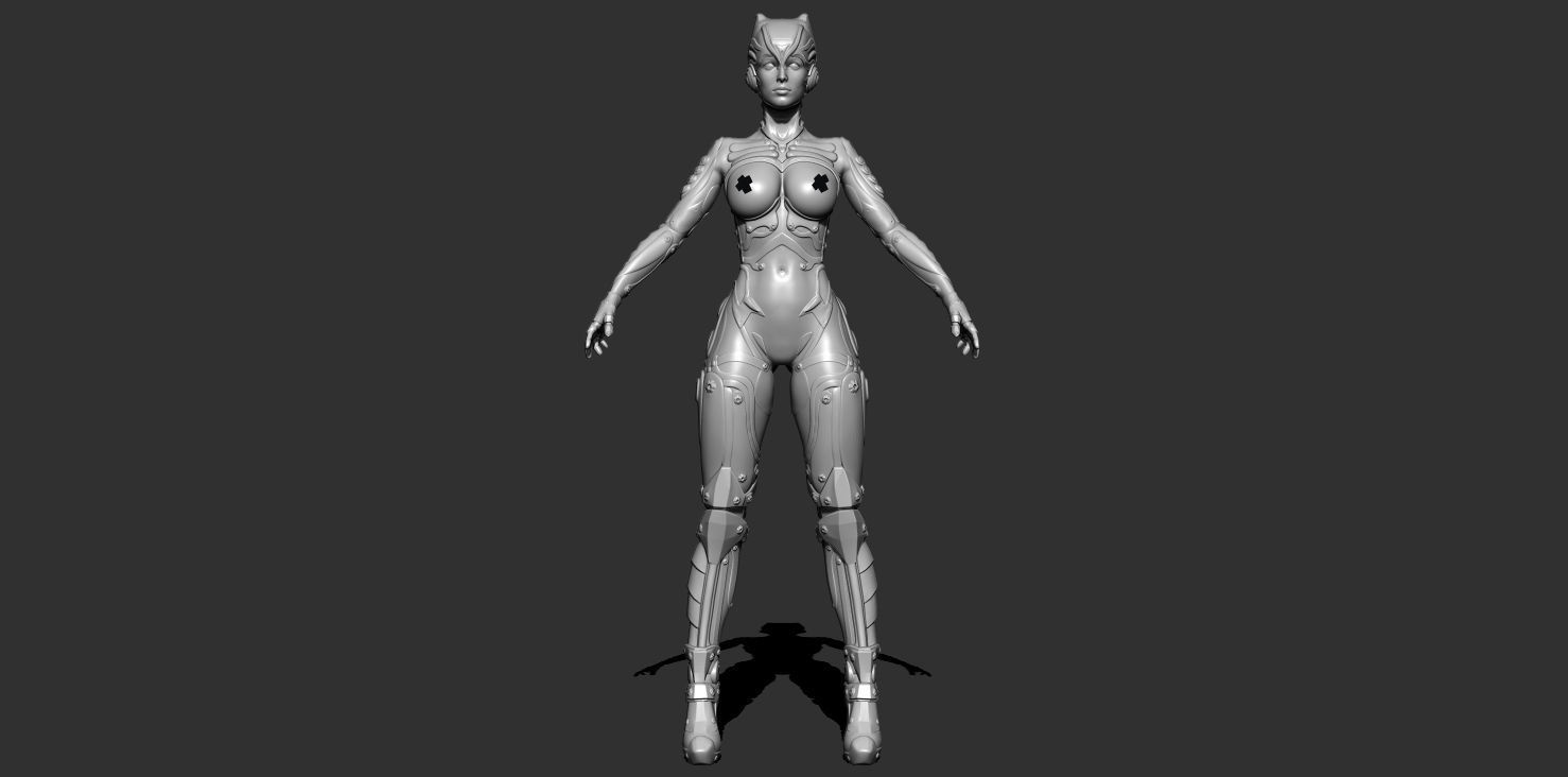 Ghost Hental Cyberpunk Android Girl 3D model_11