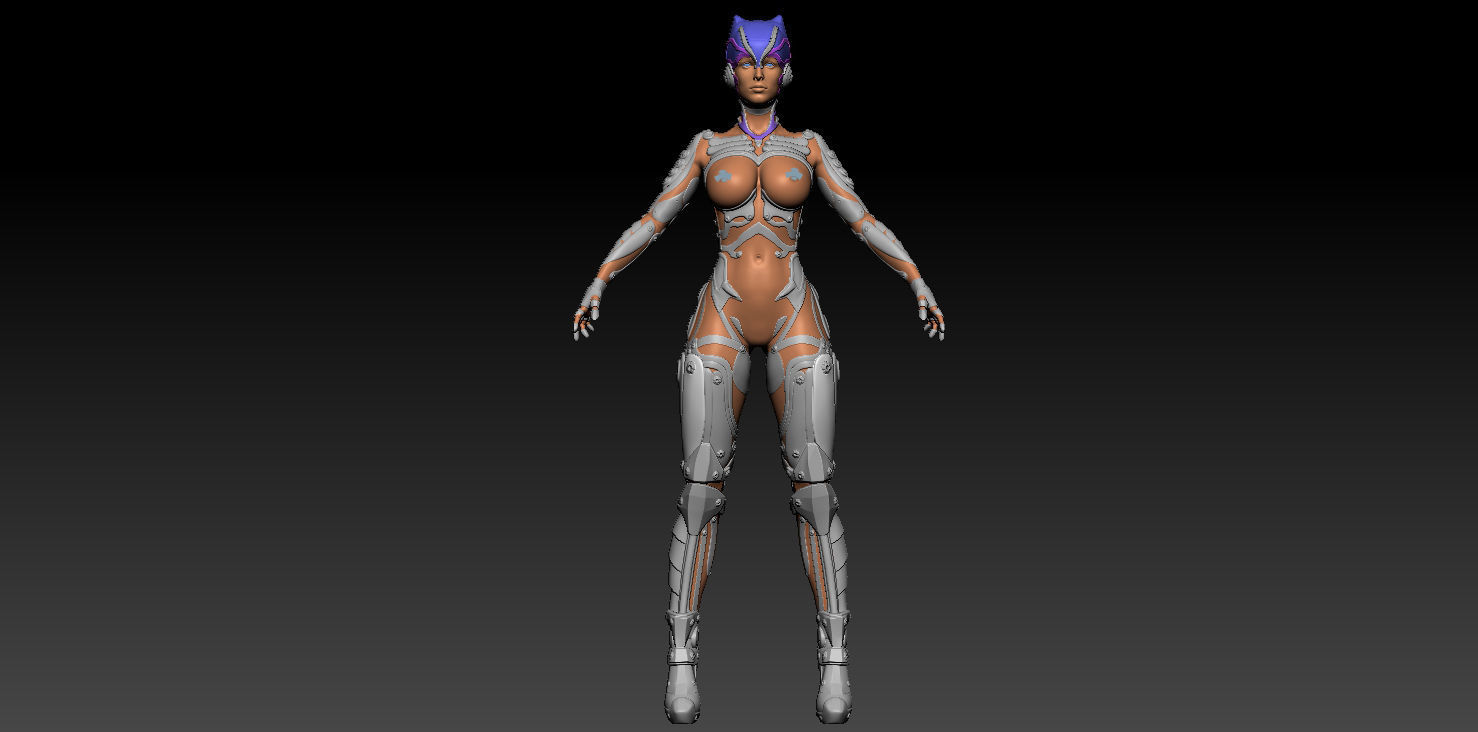Ghost Hental Cyberpunk Android Girl 3D model_21